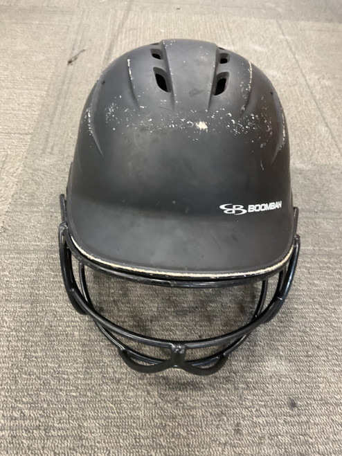 Vist Large View of Product Image Which is Used BoomBah BATTING HELMET W/ MASK Batting Helmet w/Mask Black XS/S