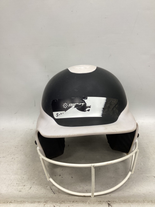 Vist Large View of Product Image Which is Used RIP-IT HELMET WITH MASK Batting Helmet w/Mask Black And White S/M