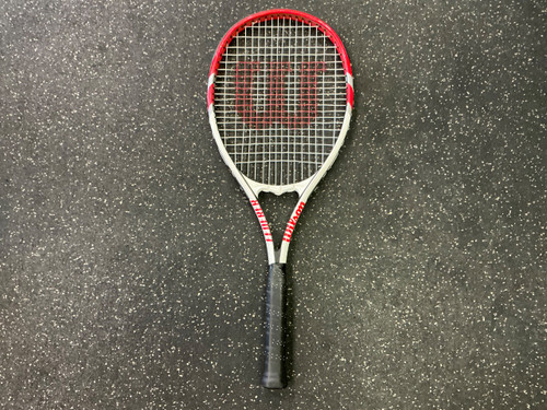 Vist Large View of Product Image Which is Used Wilson FEDERER Adult Tennis Racquet White 4 1/2"