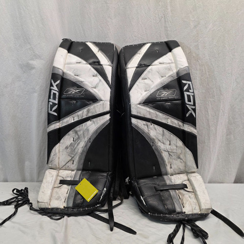 Vist Large View of Product Image Which is Used Reebok PREMIER SERIES Goalie Leg Pads Senior Black 35"
