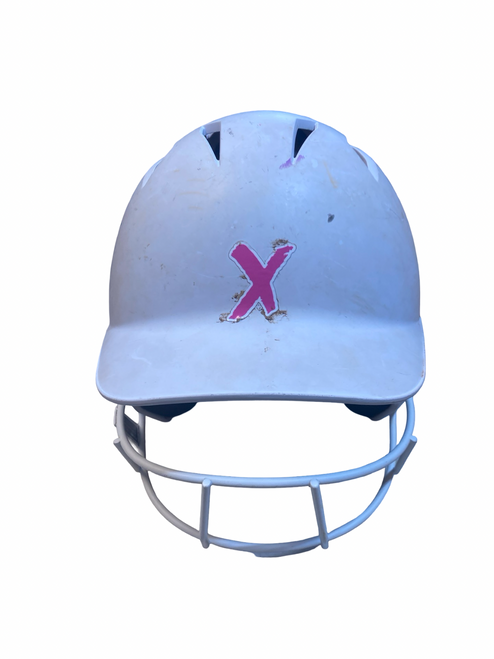 Vist Large View of Product Image Which is Used Champro WHITE Batting Helmet w/Mask White LG