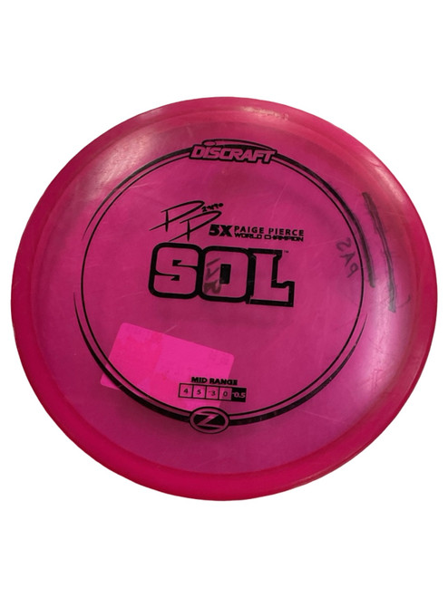 Vist Large View of Product Image Which is Used Discraft Z SOL 5X PAIGE PIERCE Disc Golf Mid Range Pink 175g