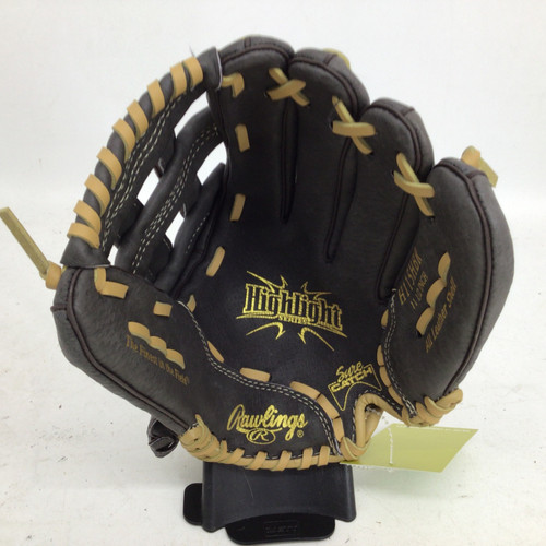 Vist Large View of Product Image Which is Used Rawlings HIGHLIGHT SERIES 11.5 IN RHT BB/SB GLOVE BB/SB Glove RH Throw Black 11 1/2"