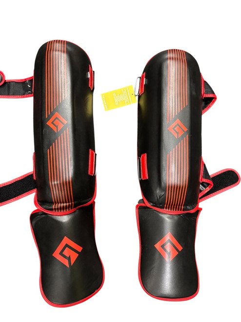 Vist Large View of Product Image Which is Used Martial Arts Shin Pads Black And Red 2X