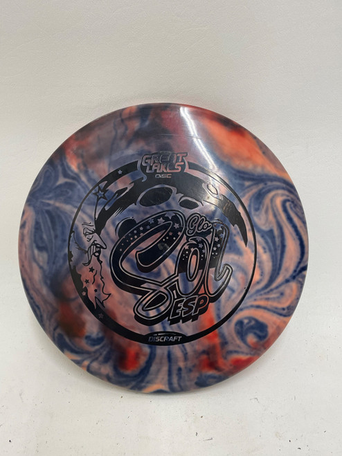 Vist Large View of Product Image Which is Used Discraft GLO SOL ESP Disc Golf Putter Navy Blue
