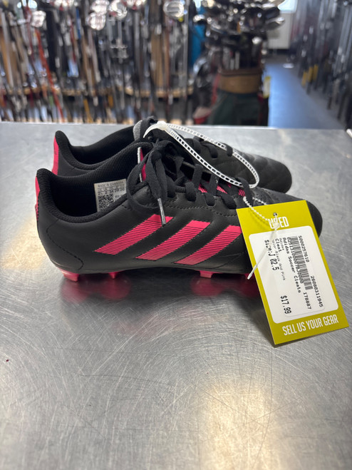 Vist Large View of Product Image Which is Used Adidas Soccer Cleats Black And Pink Junior 02.5