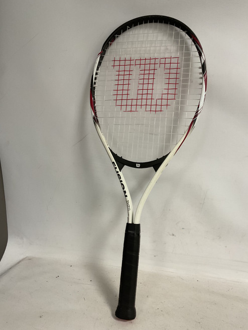Vist Large View of Product Image Which is Used Wilson FUSION XL Adult Tennis Racquet Black 4 3/8"