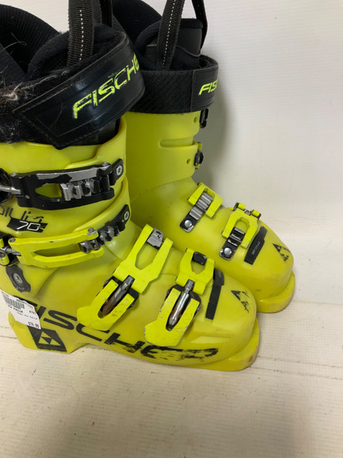 Vist Large View of Product Image Which is Used Fischer RC4 PODIUM Womens DH Ski Boot Yellow 265 MP - M08.5 - W09.5