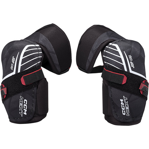 Vist Large View of Product Image Which is CCM Next Junior Hockey Elbow Pads, Black/White/Red