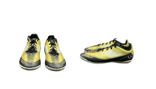 Vist Large View of Product Image Which is Used Adidas F50 MESSI Soccer Indoor Shoes Black And Gold Junior 04