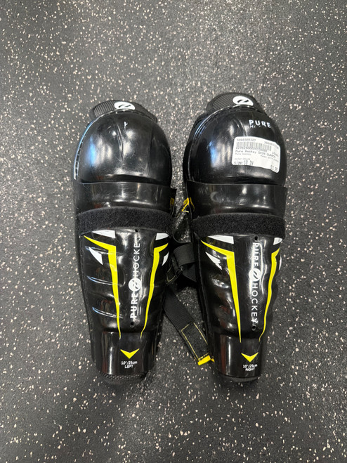Vist Large View of Product Image Which is Used Pure Hockey SHIN GUARDS Youth Shin Guards Black 10"