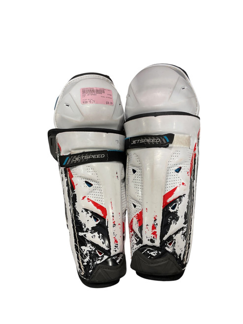 Vist Large View of Product Image Which is Used CCM JETSPEED Senior Shin Guards White 15"