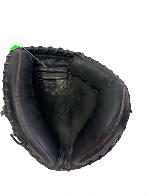 Vist Large View of Product Image Which is Used BROWN JC4-3 Leather Baseball Catchers Mitt RH Throw Black 33 1/2"