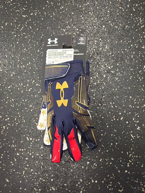 Vist Large View of Product Image Which is Used Under Armour F8 GLOVES NEW FB Gloves Navy Blue SM