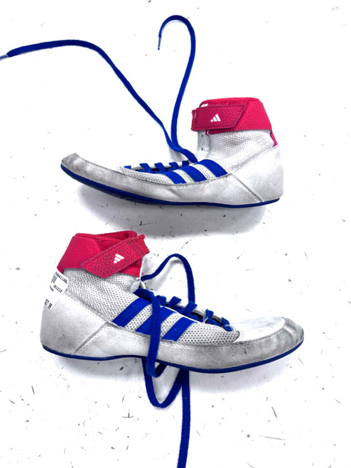 Vist Large View of Product Image Which is Used Adidas Wrestling Shoes White Senior 5.5