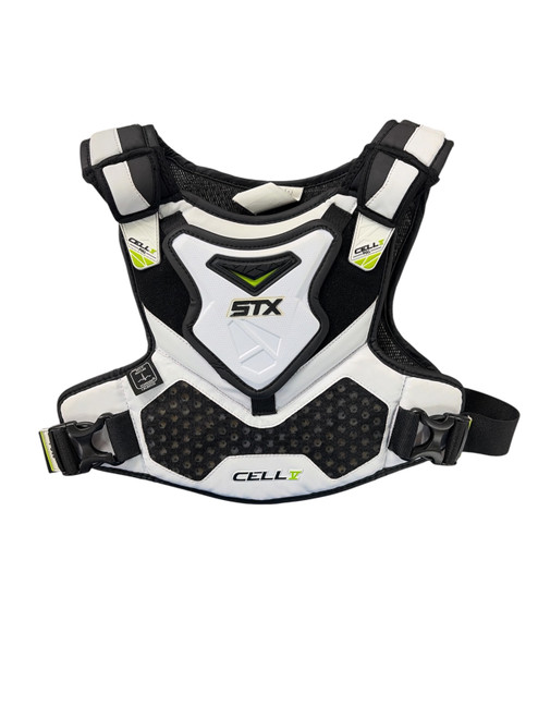 Vist Large View of Product Image Which is Used STX CELL V Lacrosse Shoulder Pads White MD