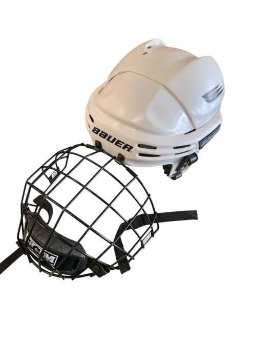Vist Large View of Product Image Which is Used Bauer HH5000 Helmet Cage Combo White MD