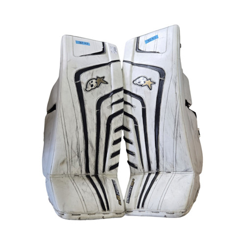 Vist Large View of Product Image Which is Used Brians OPTIC 9.0 32+1IN LEG PADS Goalie Leg Pads Senior White 32"