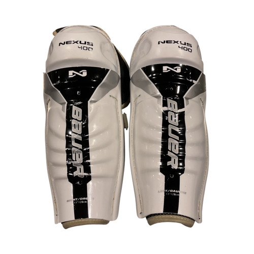 Vist Large View of Product Image Which is Used Bauer Youth Shin Guards White 11"