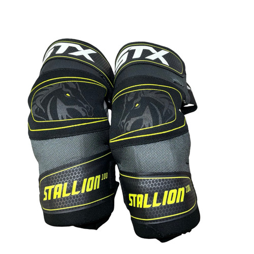 Vist Large View of Product Image Which is Used STX STALLION 100 Lacrosse Arm Pads/Guards Black SM