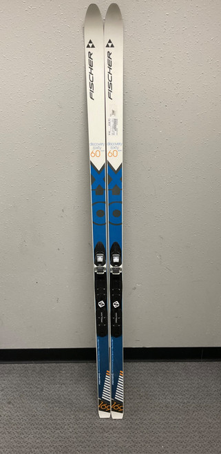 Vist Large View of Product Image Which is Used Fischer DISCOVER SIXTY CROWN Boys XC Ski/Binding Carolina Blue And White 169 cm