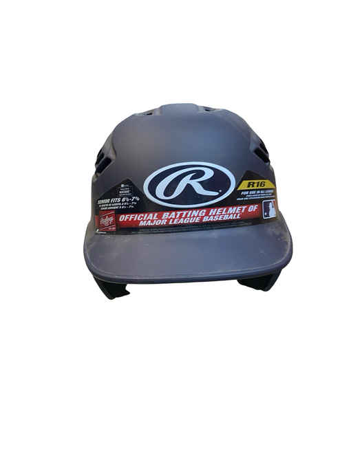 Vist Large View of Product Image Which is Used Rawlings R16 Batting Helmet No Mask Navy Blue M/L
