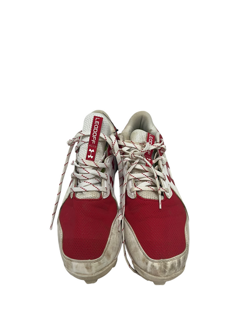 Vist Large View of Product Image Which is Used Under Armour RED AND WHITE BB/SB Cleats White Senior 11