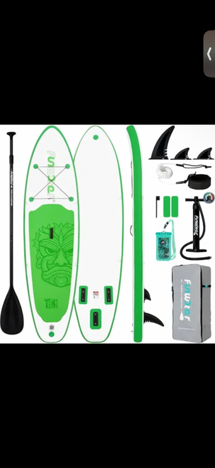 Vist Large View of Product Image Which is New Green FunWater Inflatable Ultra-Light Stand Up Paddle Board for All Skill Levels with Premium SUP Paddle Non-Slip Comfort Deck for Youth & Adults
