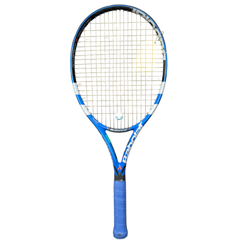 Vist Large View of Product Image Which is Used Babolat PURE DRIVE 107 Adult Tennis Racquet Royal Blue 4 1/2"