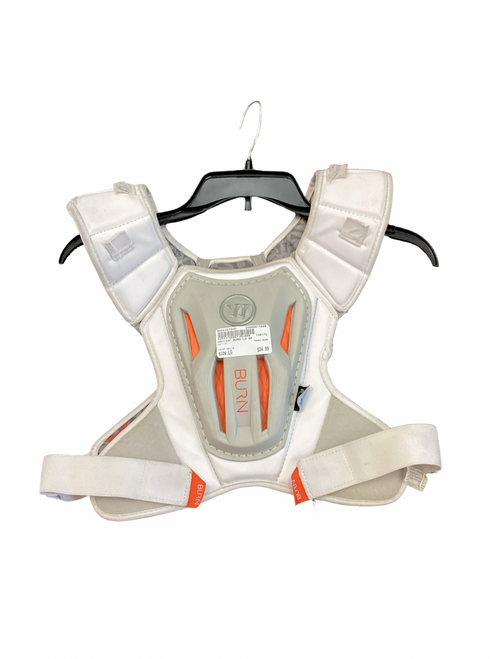 Vist Large View of Product Image Which is Used Warrior BURN Lacrosse Shoulder Pads White LG