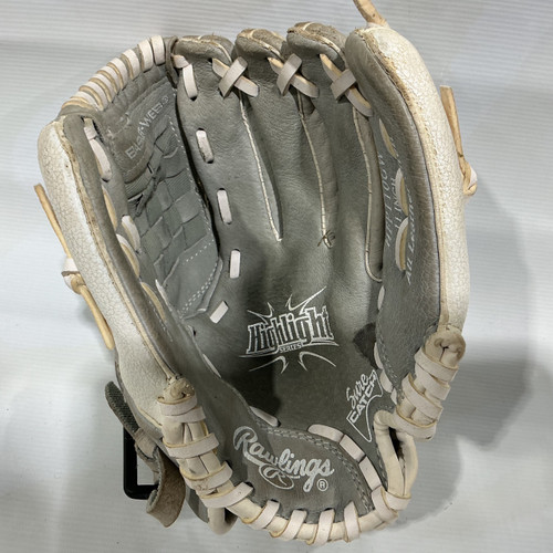 Vist Large View of Product Image Which is Used Rawlings Highlight Series HFP110GW RH Throw Fastpitch Glove Grey 11"