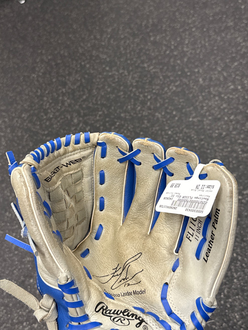 Vist Large View of Product Image Which is Used Rawlings FL11GR BB/SB Glove RH Throw Royal Blue 11"