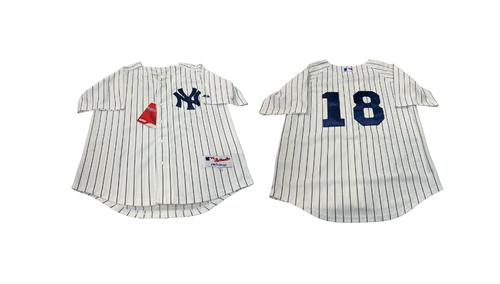 Vist Large View of Product Image Which is Used Majestic PINSTRIPE JOHNNY DAMON YANKEES JERSEY S.S. Spirit Wear M MD