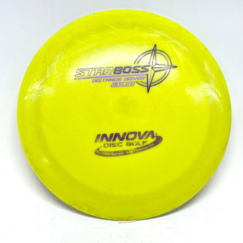 Vist Large View of Product Image Which is Used Innova STAR BOSS Disc Golf Driver Yellow 170g
