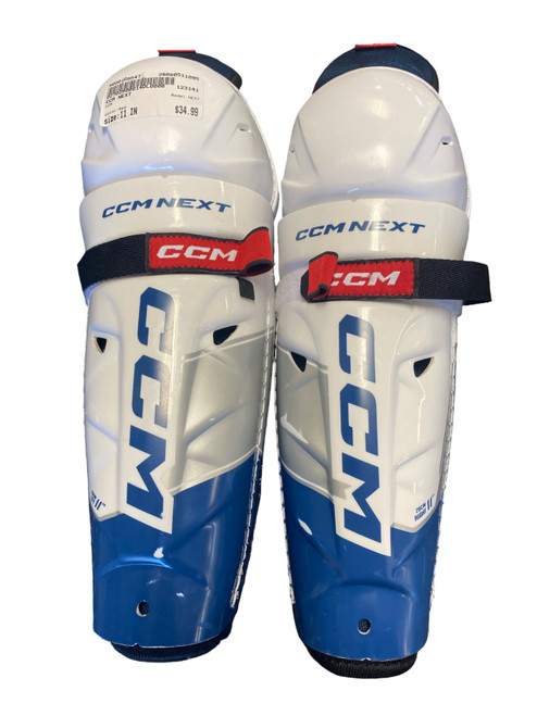 Vist Large View of Product Image Which is Used CCM NEXT Junior Shin Guards Red 11"