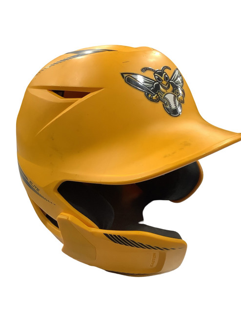 Vist Large View of Product Image Which is Used Easton ELITE MAX HELMET W JAW GUARD Batting Helmet No Mask Yellow M/L