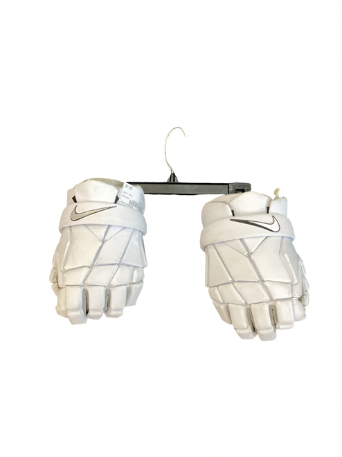 Vist Large View of Product Image Which is Used Nike VAPOR Lacrosse Gloves Mens White 12"