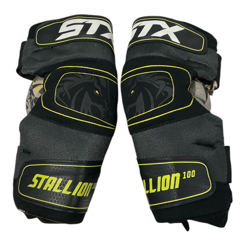 Vist Large View of Product Image Which is Used STX STALLION 100 Lacrosse Arm Pads/Guards Black SM