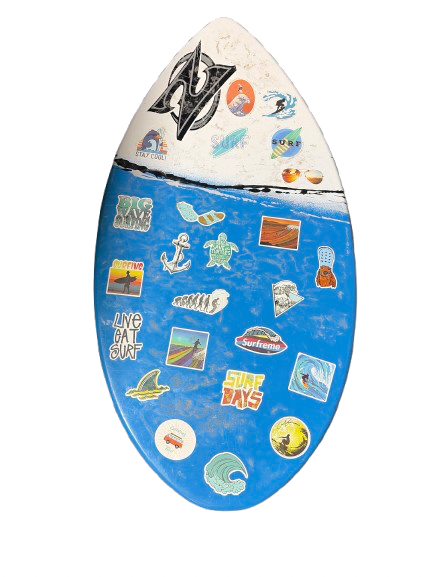 Vist Large View of Product Image Which is Used ZAP SKIMBOARD - LAZER 35 IN Skim Board White And Carolina Blue 35"
