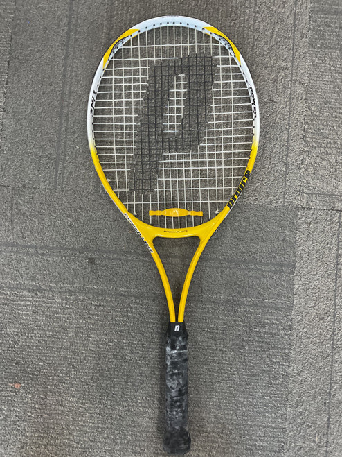 Vist Large View of Product Image Which is Used Prince POWERLINE Adult Tennis Racquet Yellow 4 1/4"
