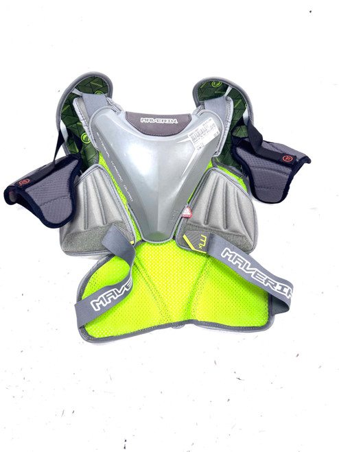 Vist Large View of Product Image Which is Used Maverik MX EKG SHOULDER PAD Lacrosse Shoulder Pads Grey LG
