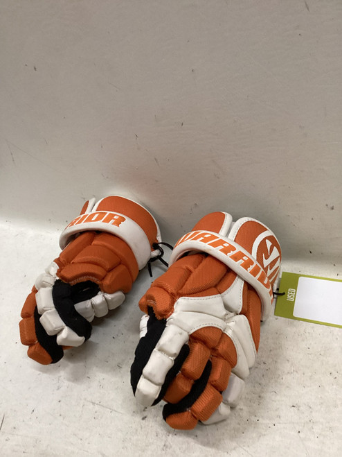 Vist Large View of Product Image Which is Used Warrior MAC D LITE 2 Lacrosse Gloves Mens Black/Orange/White MD