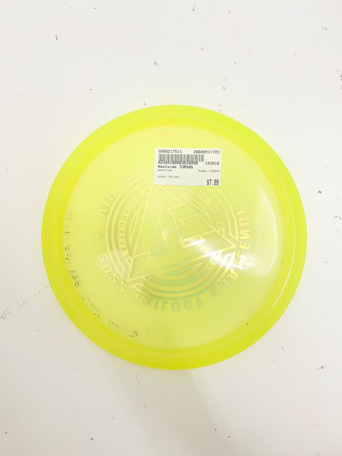Vist Large View of Product Image Which is Used Westside TURSAS Disc Golf Mid Range Yellow
