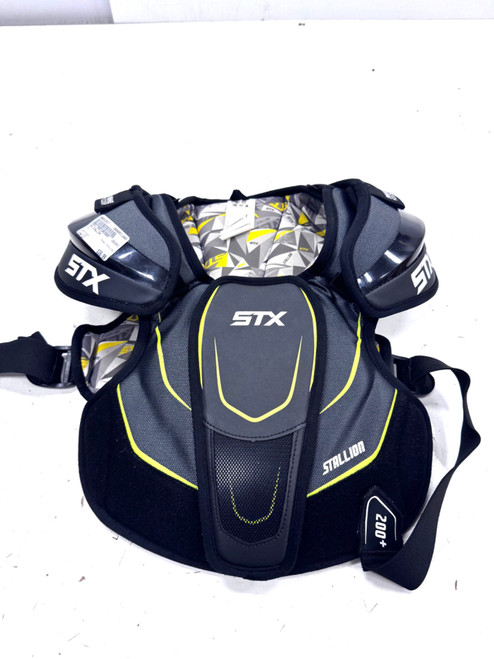 Vist Large View of Product Image Which is Used STX STALLION Lacrosse Shoulder Pads Black LG