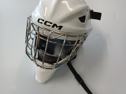 Vist Large View of Product Image Which is Used CCM AXIS F5 Youth Goalie Helmet/Mask White One Size