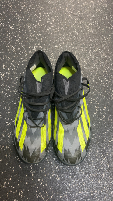 Vist Large View of Product Image Which is Used Adidas X Crazyfast Soccer Indoor Shoes Black And Grey Senior 8