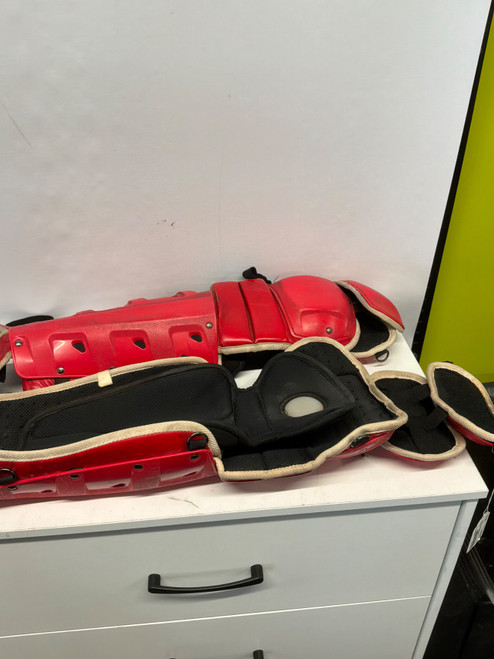 Vist Large View of Product Image Which is Used Nike VAPER CATCHER EG GUARDS Catchers Leg Guards Red Adult