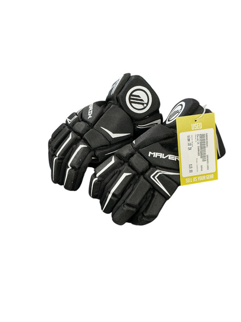 Vist Large View of Product Image Which is Used Maverik CHARGER Lacrosse Gloves Junior Black 10"