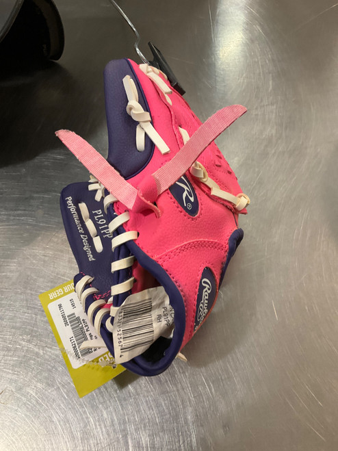 Vist Large View of Product Image Which is Used Rawlings PL91PP BB/SB Glove T-ball Pink 9"