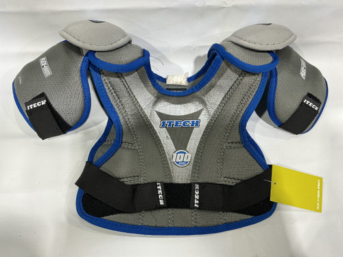 Vist Large View of Product Image Which is Used Itech 100 SERIES Junior Shoulder Pads Grey And Royal Blue S/M